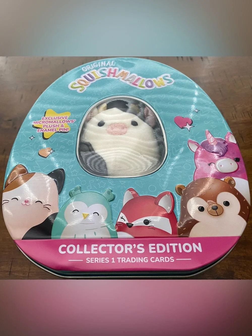 •GUC•Squishmallows Series 1 Trading Cards Connor the Cow Collector Tin